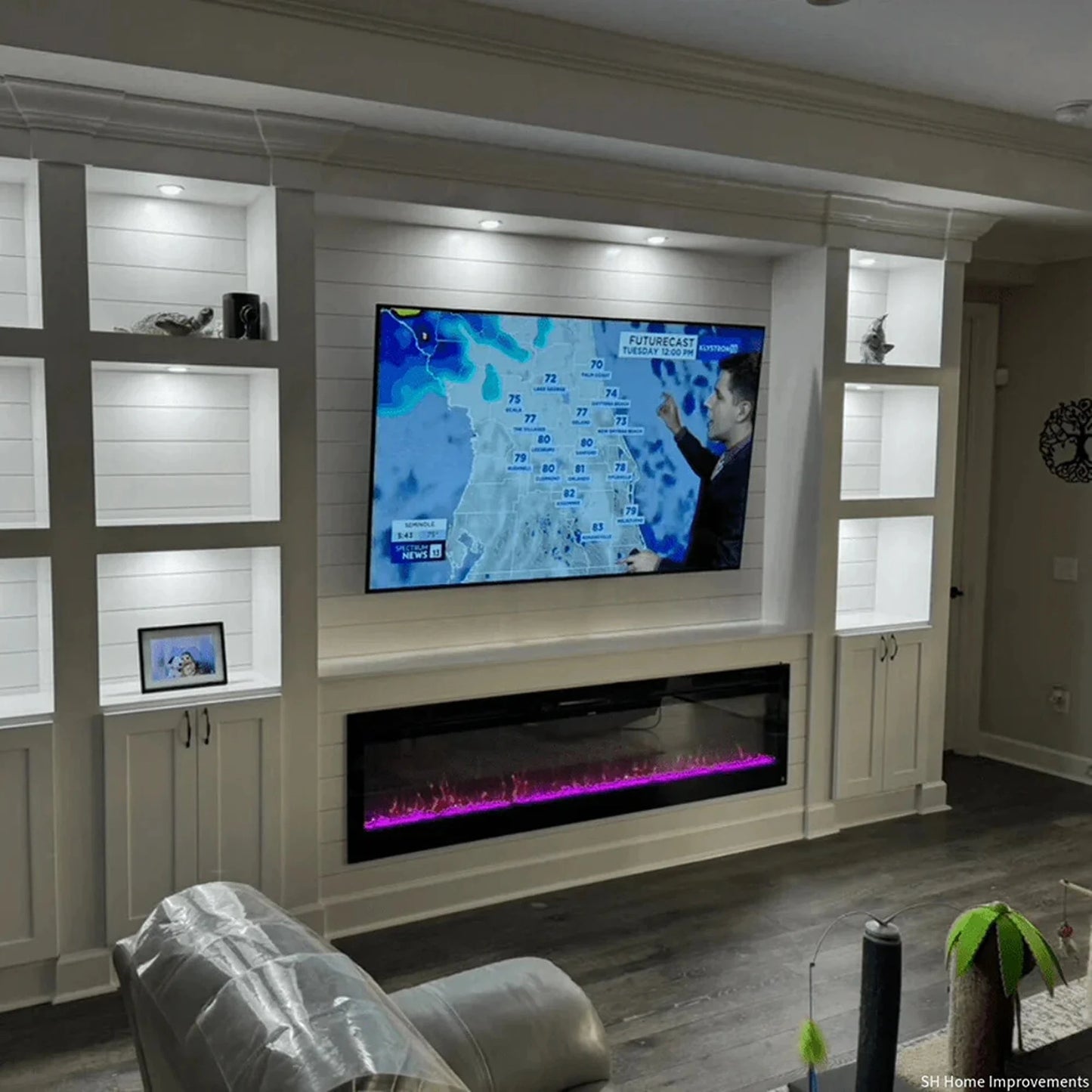 The Sideline 72" Recessed Smart Electric Fireplace