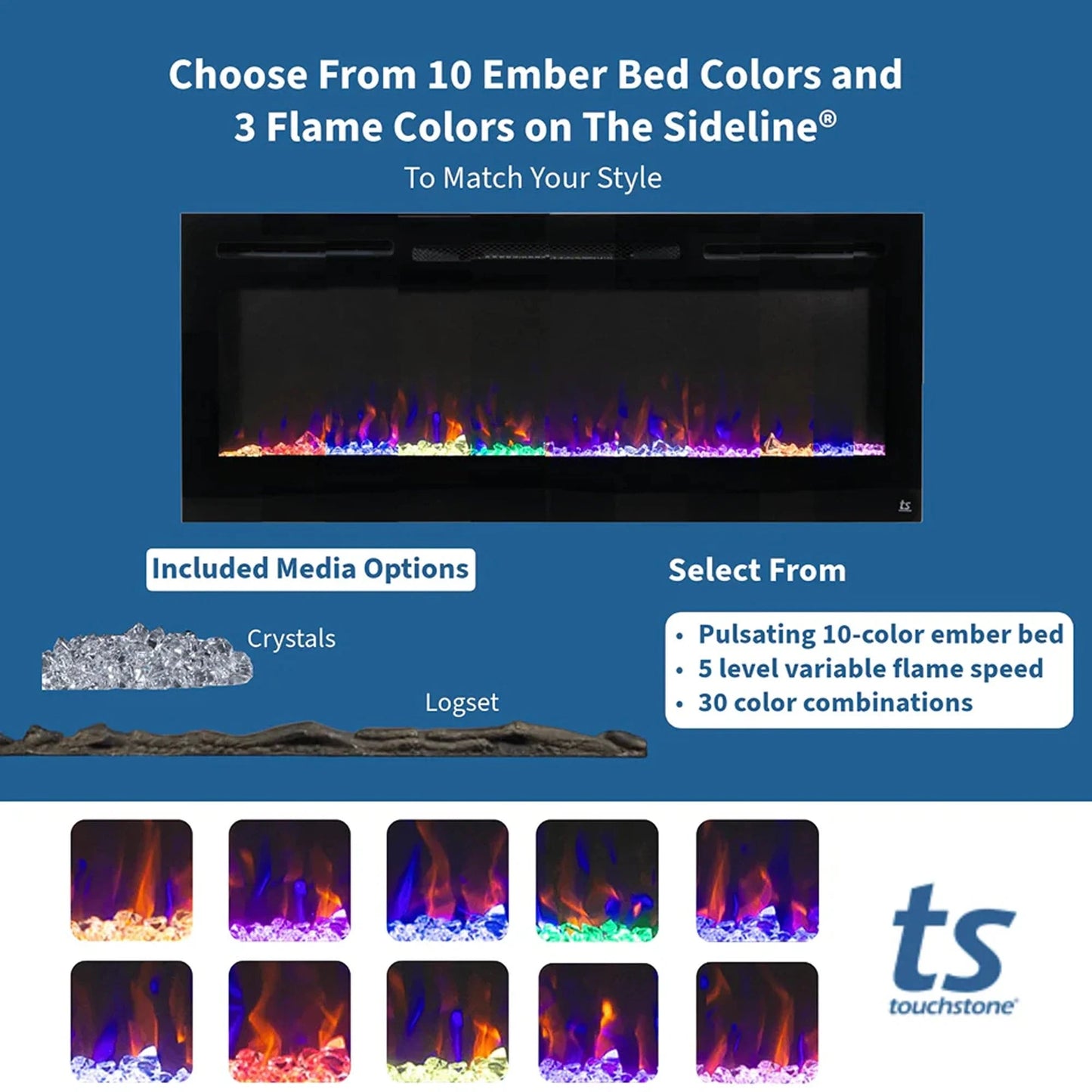 The Sideline 84" Recessed Smart Electric Fireplace
