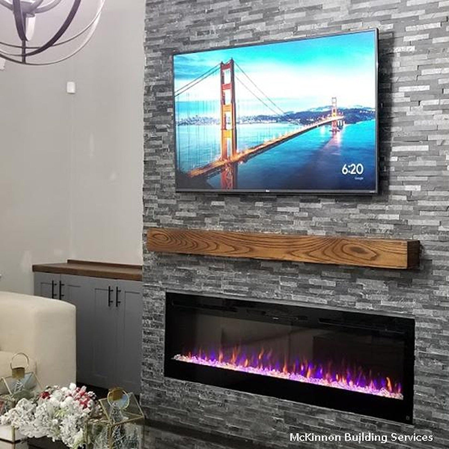 The Sideline 72" Recessed Smart Electric Fireplace