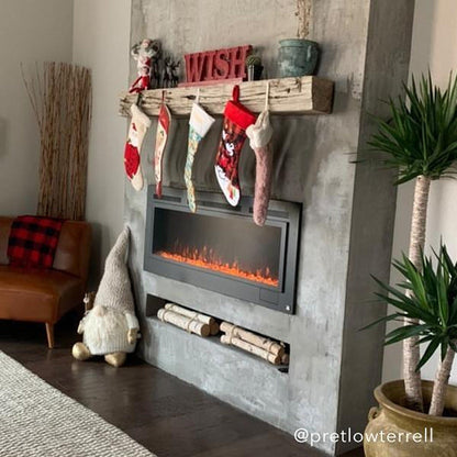 The Sideline Steel Mesh Screen Non Reflective 50" Recessed Electric Fireplace