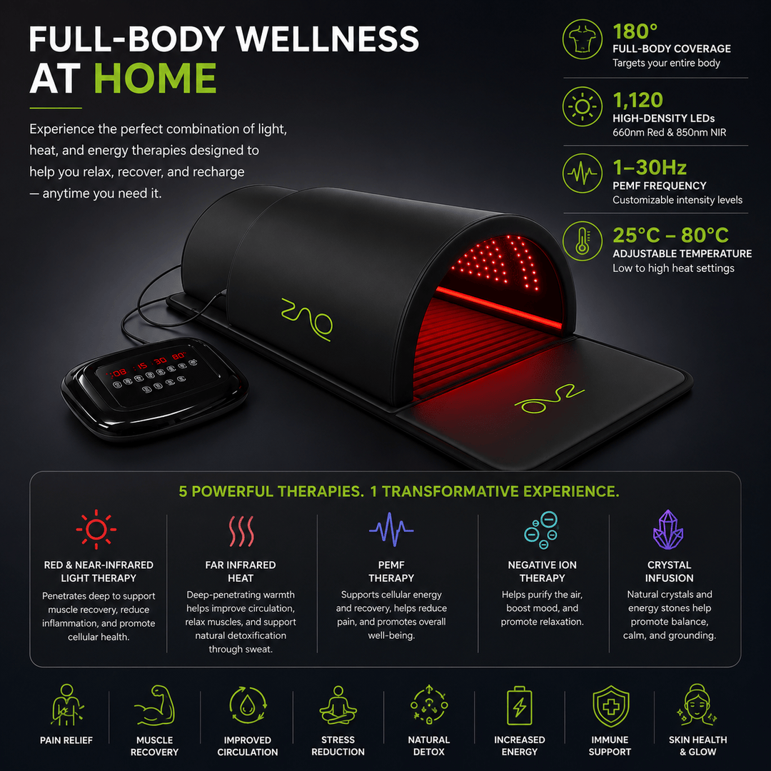ZAQ ZUNA Pro Far Infrared PEMF, Red Light Sauna Dome