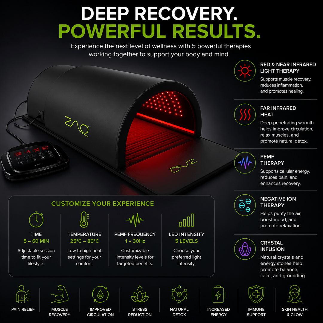 ZAQ ZUNA Pro Far Infrared PEMF, Red Light Sauna Dome