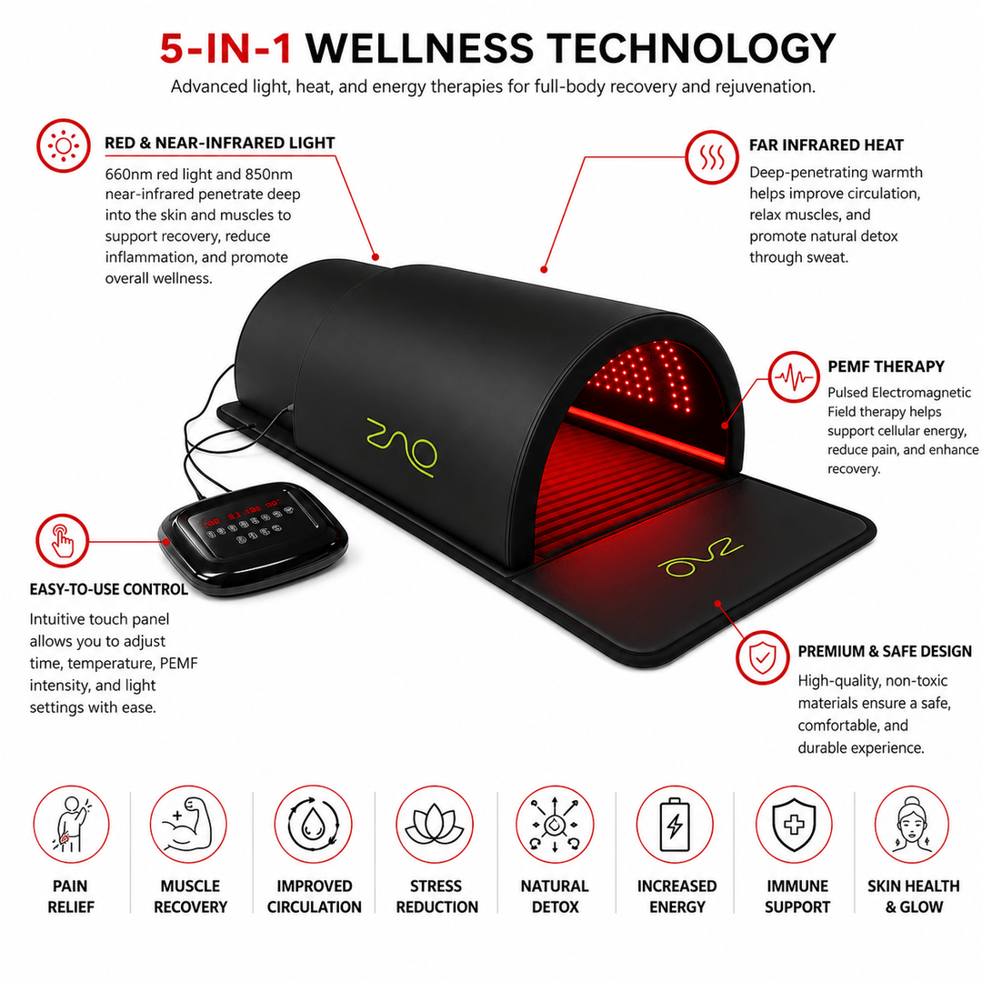 ZAQ ZUNA Pro Far Infrared PEMF, Red Light Sauna Dome