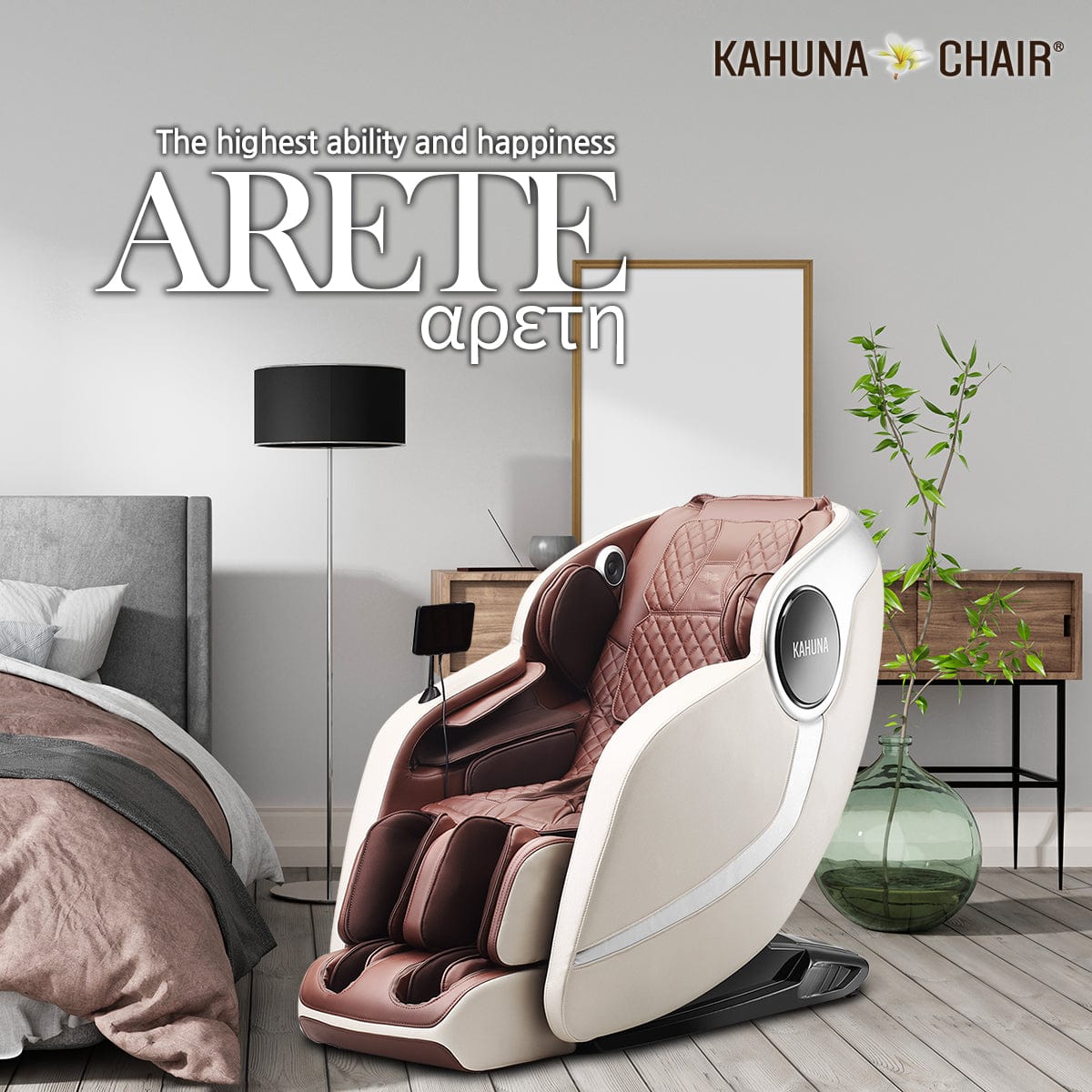 Kahuna Chair – EM Arete [Ivory/Black] - Massage Chair