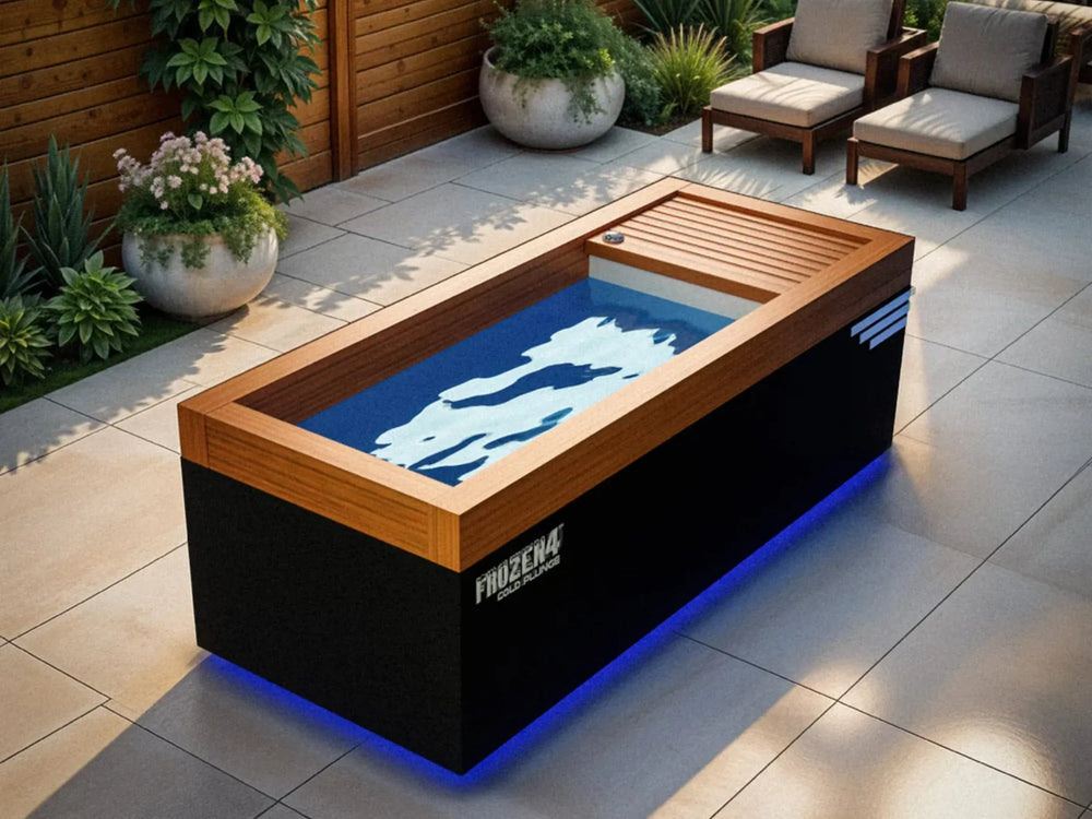 Image of cold plunge tub filled with cold water used for sore muscle relief.