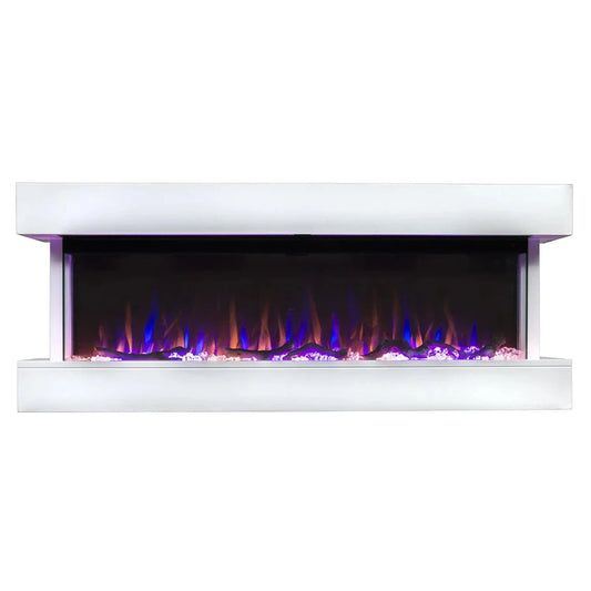 Chesmont White 50" Wall Mount 3-Sided Smart Electric Fireplace (Alexa/Google Compatible)