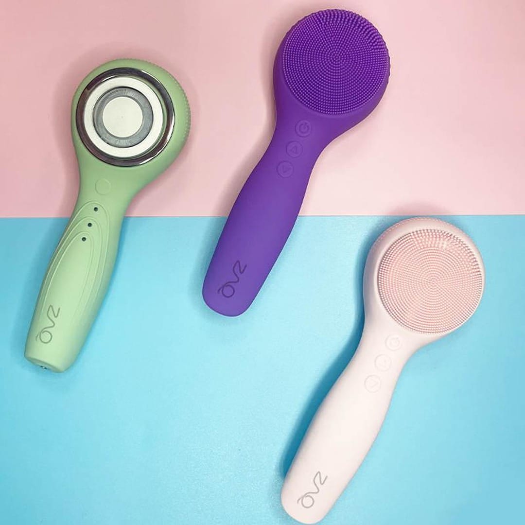 ZAQ IUV Sonic Micro-current LED Red/Blue Silicone Thermo Cleansing Brush with Gift Box