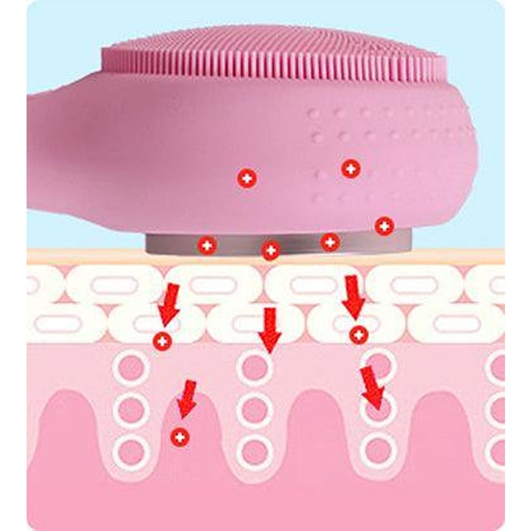 ZAQ IUV Sonic Micro-current LED Red/Blue Silicone Thermo Cleansing Brush with Gift Box