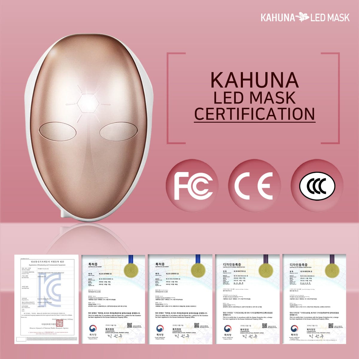 Kahuna LED Mask – Rosegold / White