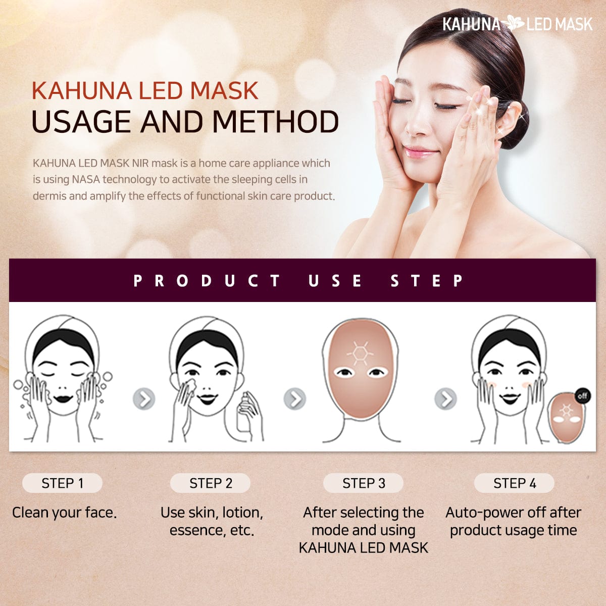 Kahuna LED Mask – Rosegold / White
