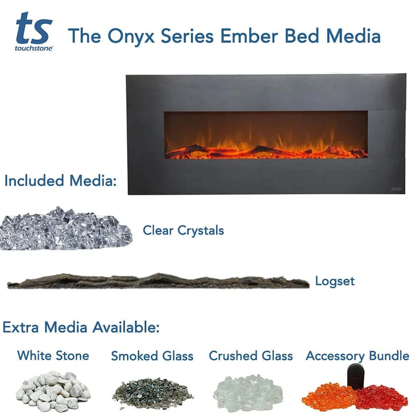 Mirror Onyx 50" Wall Mounted Electric Fireplace