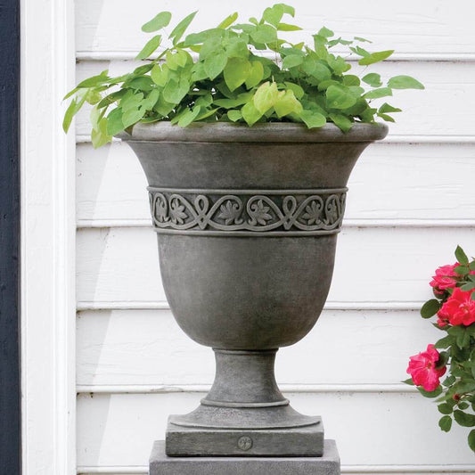 Campania International Williamsburg Strapwork Leaf Urn Planter - P-457