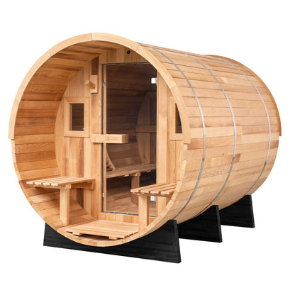 Redwood Outdoors Barrel - 6 Person Sauna w/ Porch