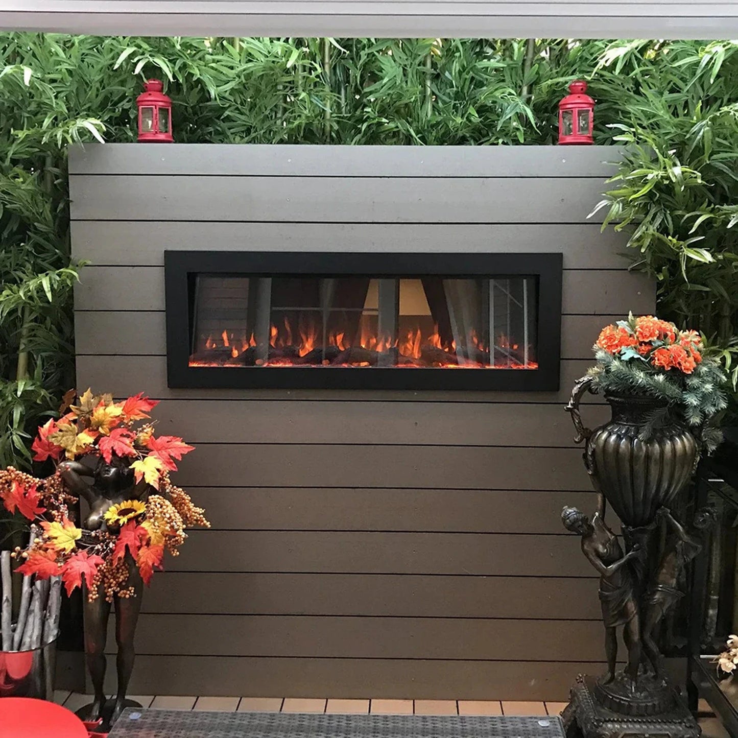 The Sideline Outdoor/Indoor 50" Recessed/Wall Mounted Electric Fireplace (No Heat)