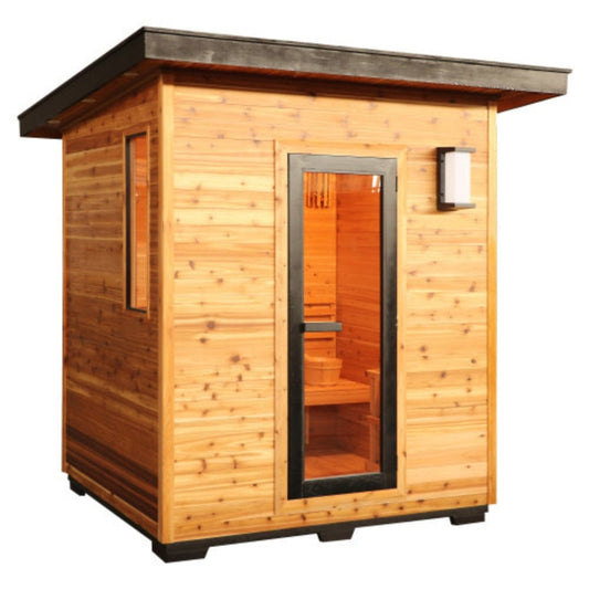 Sunray Denali 4-Person Contemporary Outdoor Sauna with Harvia Heater