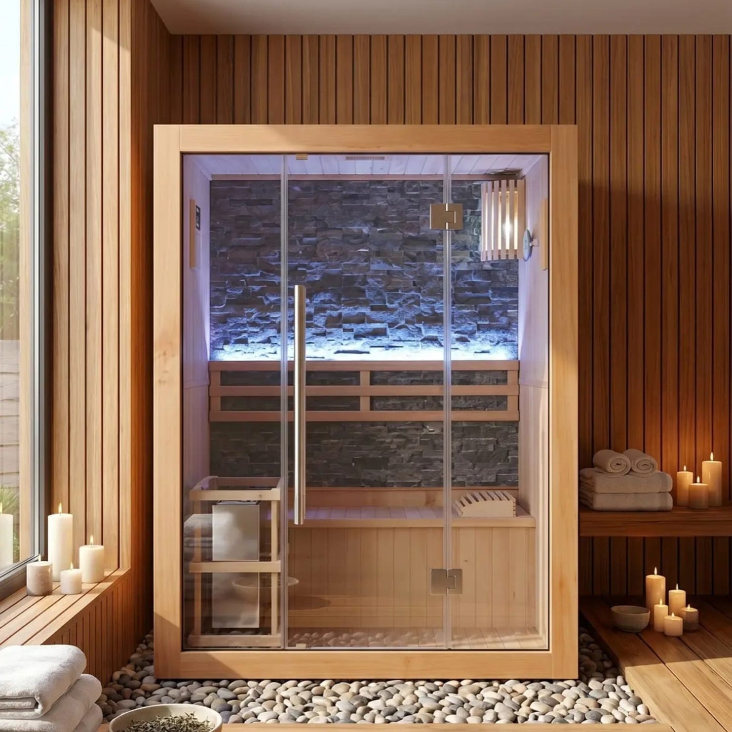 Sunray Rockledge 2-Person Indoor Traditional Sauna with 4.5kW Harvia Heater