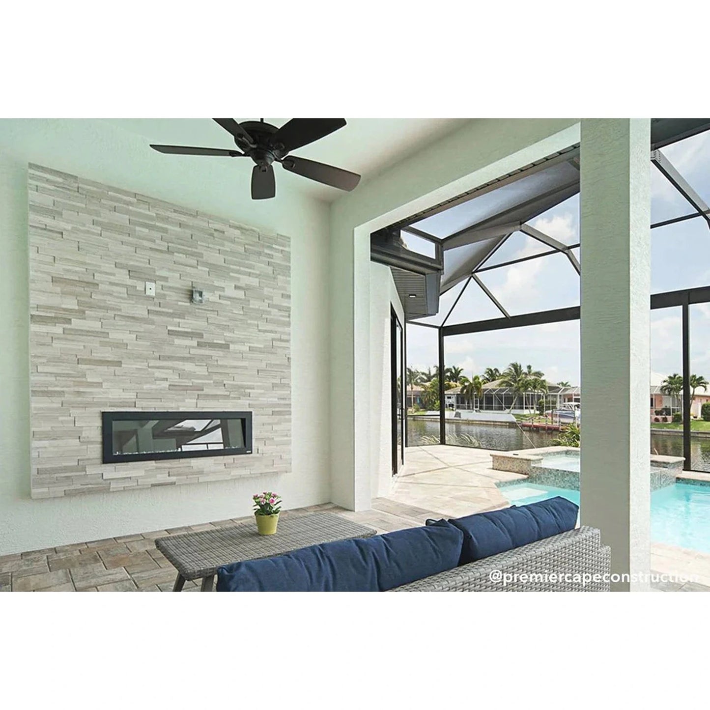 The Sideline Outdoor/Indoor 50" Recessed/Wall Mounted Electric Fireplace (No Heat)
