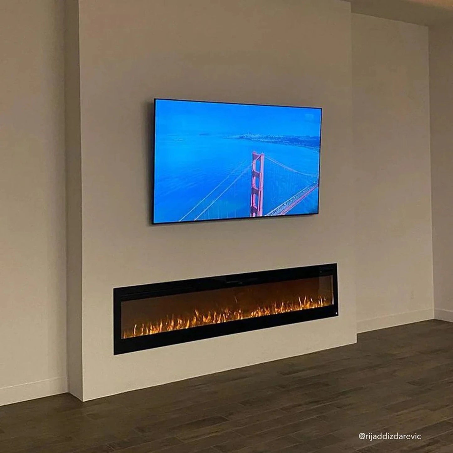 The Sideline 100" Recessed Smart Electric Fireplace