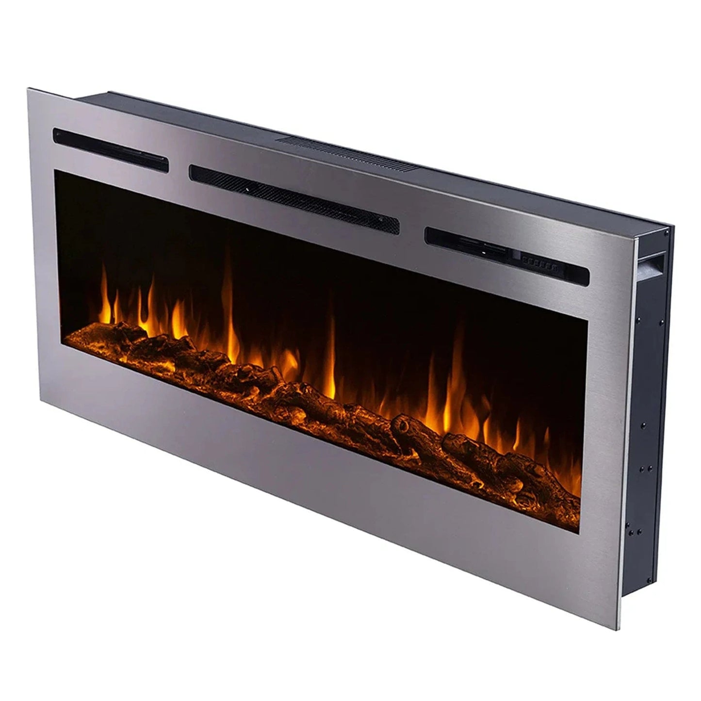 The Sideline Deluxe 50" Stainless Steel Recessed Electric Fireplace