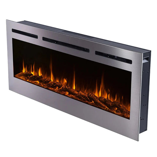 The Sideline Deluxe 50" Stainless Steel Recessed Electric Fireplace