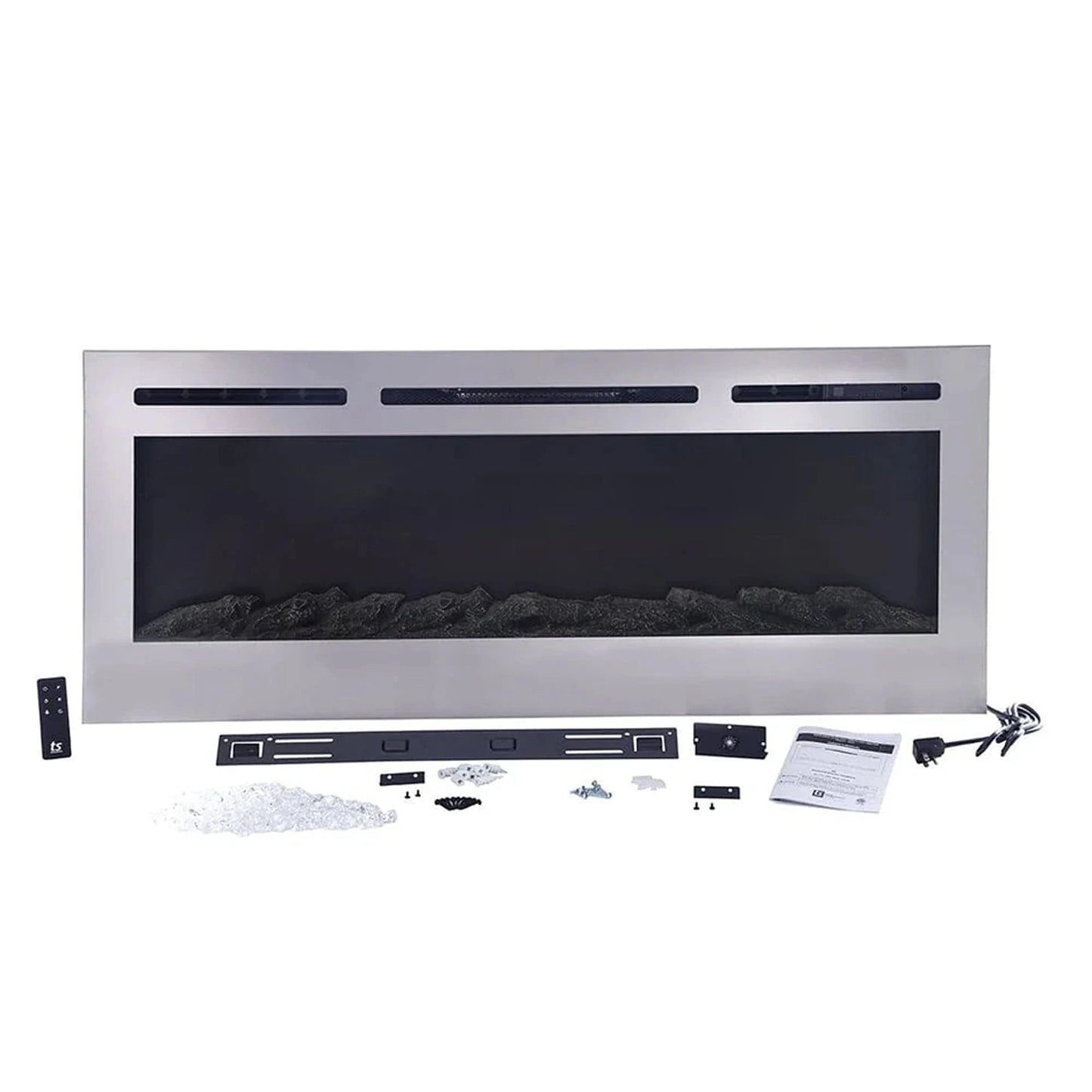 The Sideline Deluxe 50" Stainless Steel Recessed Electric Fireplace