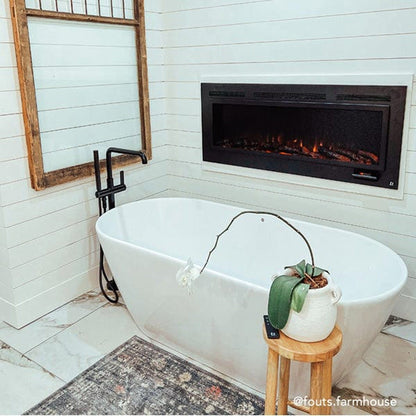 The Sideline Steel Mesh Screen Non Reflective 50" Recessed Electric Fireplace