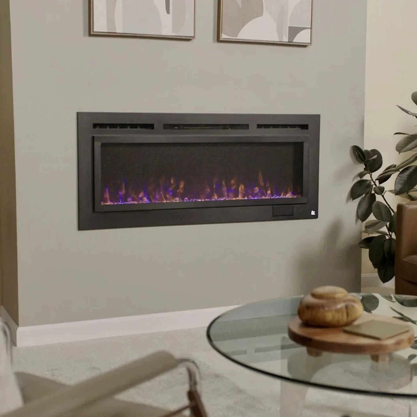 The Sideline Steel Mesh Screen Non Reflective 50" Recessed Electric Fireplace