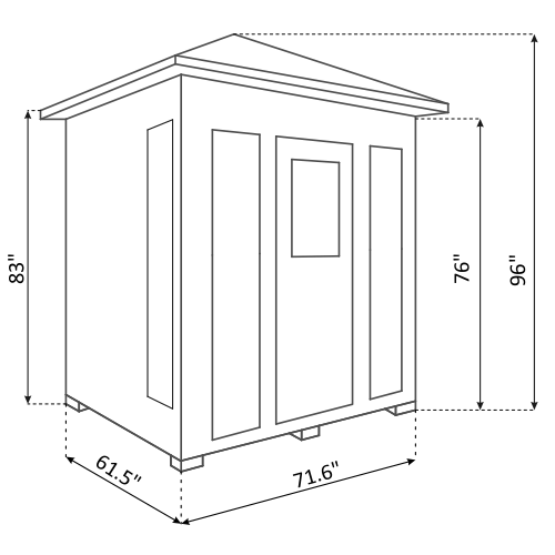 Enlighten Dry Traditional Sauna SunRise - 4 Slope - 4 Person Outdoor Sauna