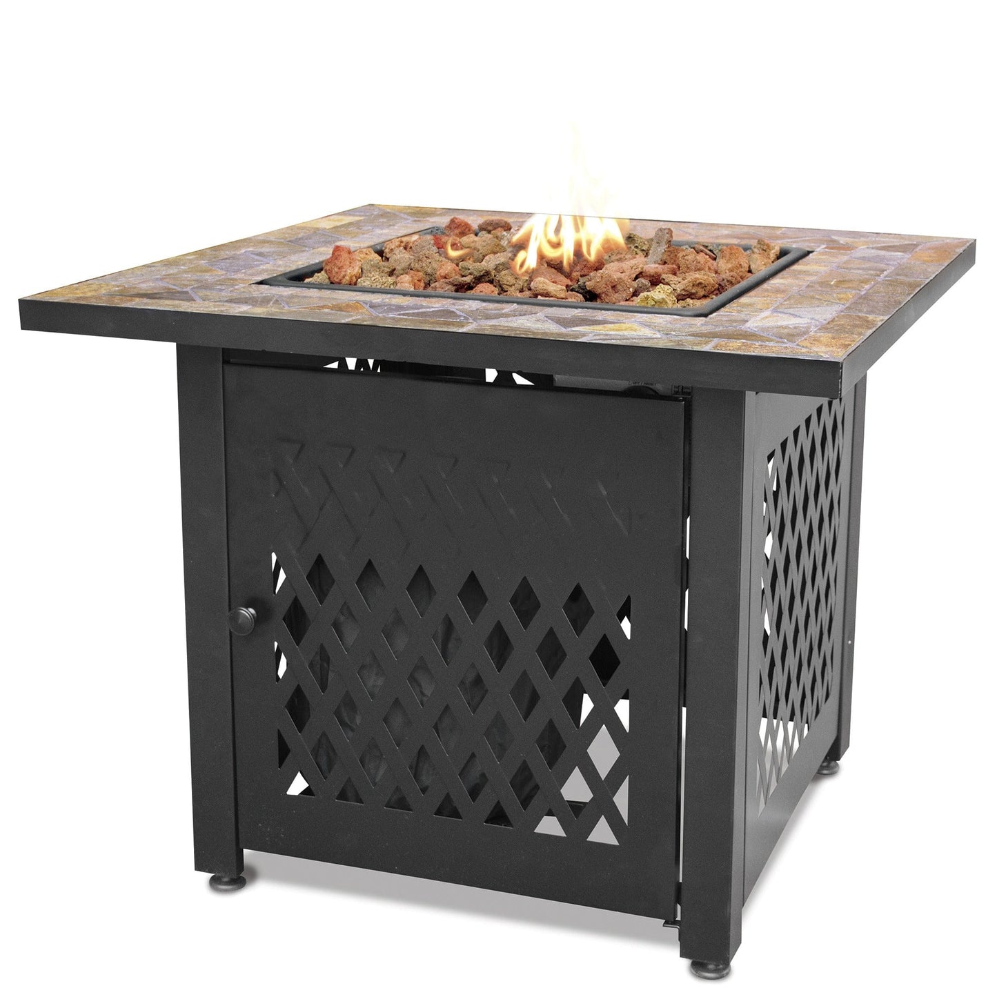 Fire Table LP Gas Outdoor Fire Pit with 30-in Slate Tile Mantel Mr. Bar-B-Q Products