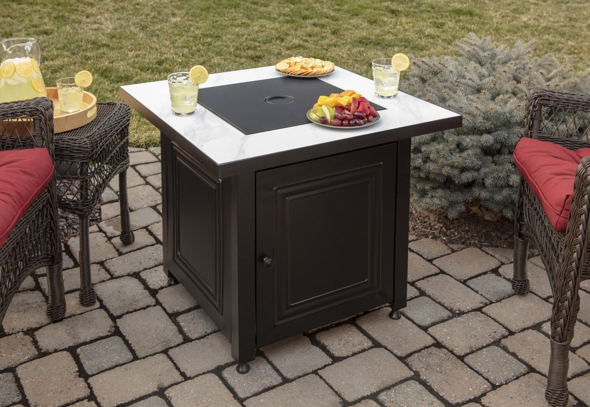 Fire Table Blue Rhino GAD15261SP Fire Pit LP Gas Table Black, Beige Mr. Bar-B-Q Products