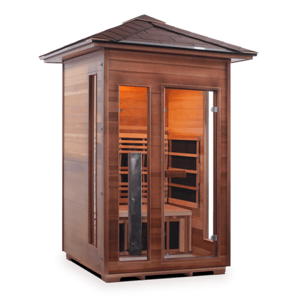 Enlighten Full Spectrum Infrared Sauna RUSTIC - 2 Peak - 2 Person Outdoor Sauna