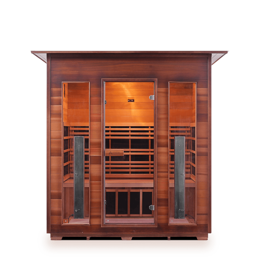 An photograph of the Enlighten Full Spectrum Infrared Sauna RUSTIC - 4 Indoor - 4 Person Sauna offered by Airpuria.