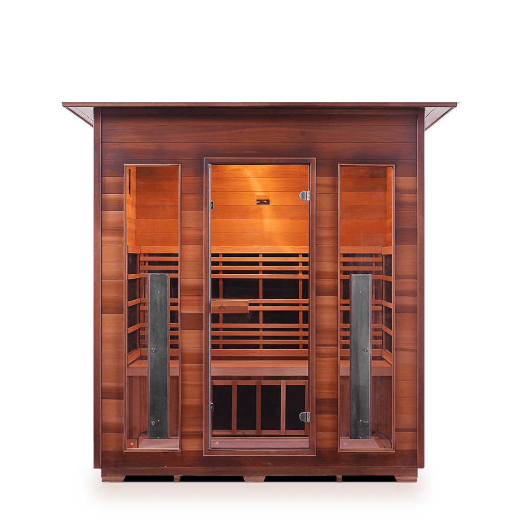 An photograph of the Enlighten Full Spectrum Infrared Sauna RUSTIC - 4 Indoor - 4 Person Sauna offered by Airpuria.