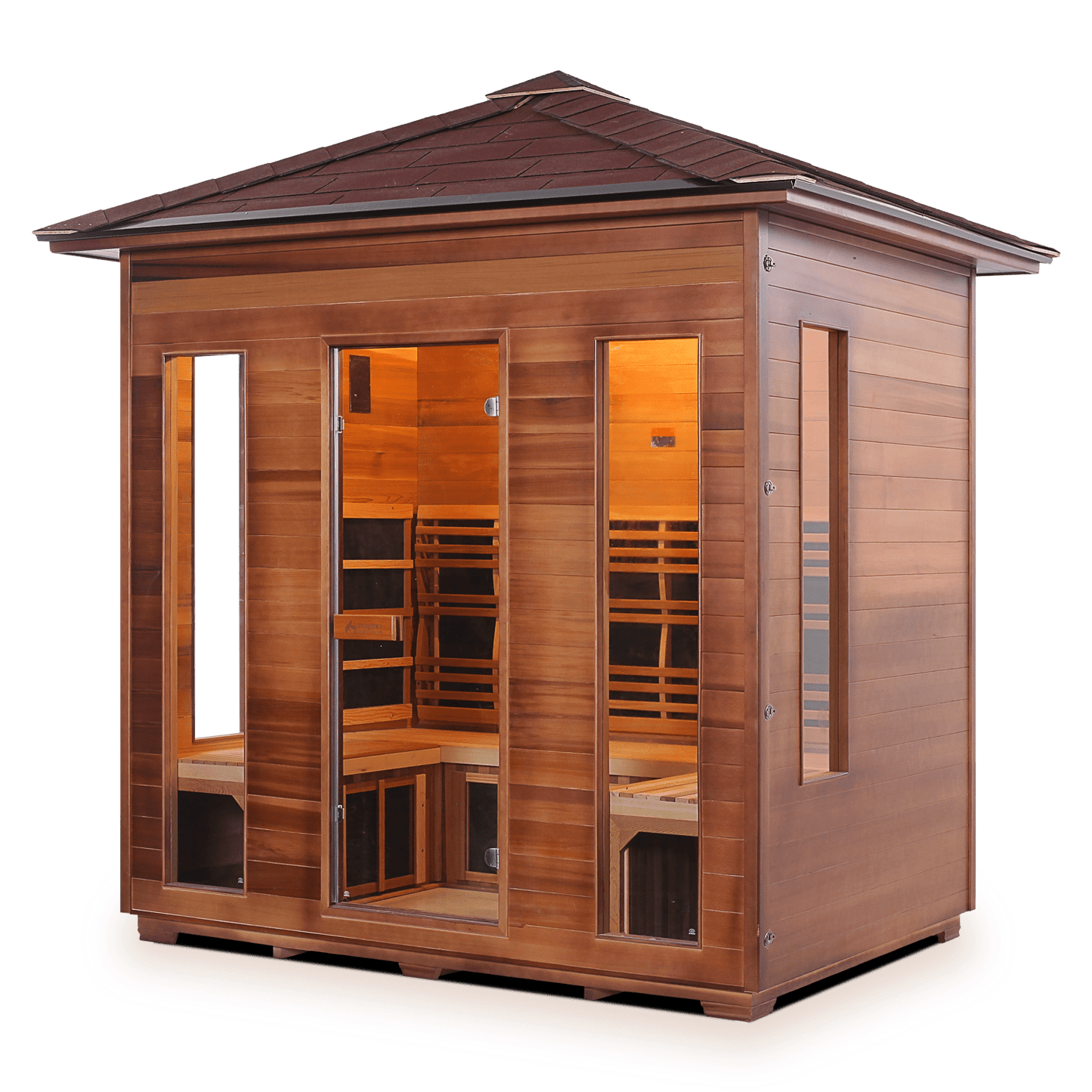 Enlighten Full Spectrum Infrared Sauna RUSTIC - 5 Peak -  5 Person Outdoor Sauna