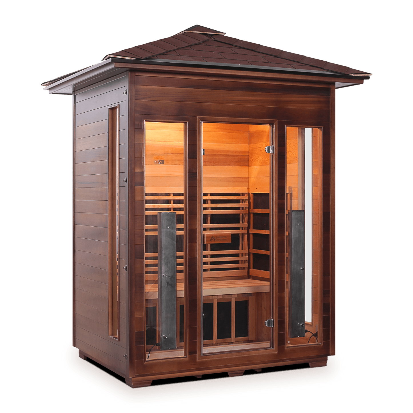 Enlighten Full Spectrum Infrared Sauna RUSTIC - 3 Peak - 3 Person Outdoor Sauna