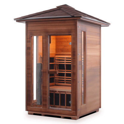 Enlighten Full Spectrum Infrared Sauna RUSTIC - 2 Peak - 2 Person Outdoor Sauna