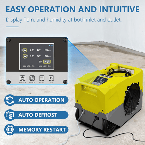 AlorAir Smart Wifi Dehumidifier, 125 PPD Commercial & Industrial Dehumidifier with Pump, 5 year warranty - Storm SLGR 1250X-Yellow-WIFI