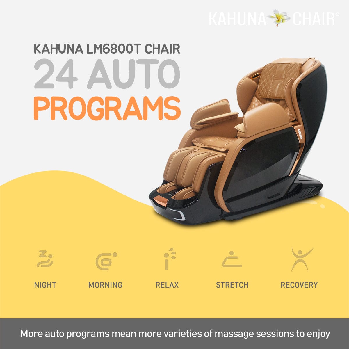 Kahuna Chair – LM-6800T Black/Camel - Massage Chair