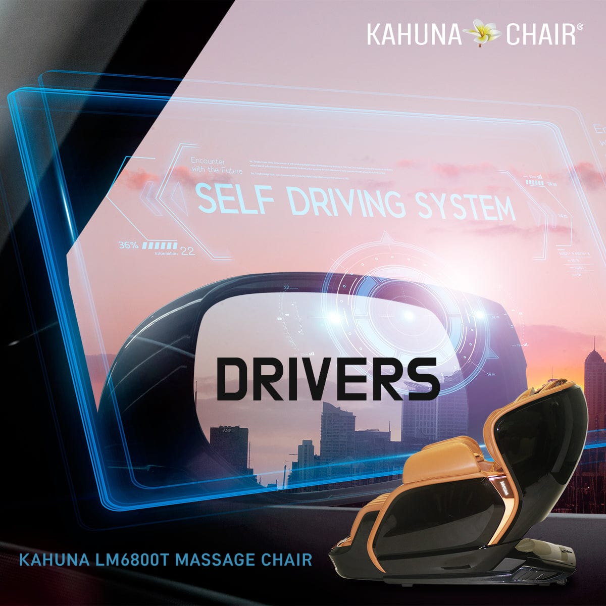 Kahuna Chair – LM-6800T White/Camel - Massage Chair
