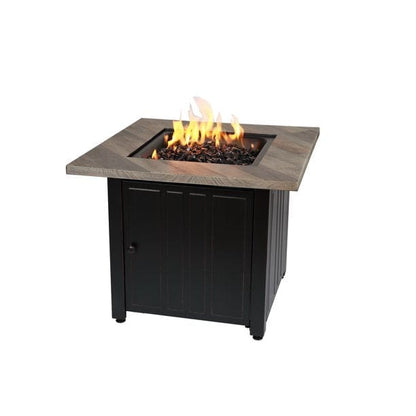 Fire Table The Harper, 30" Square Gas Outdoor Fire Pit with Printed Cement Resin Mantel Mr. Bar-B-Q Products