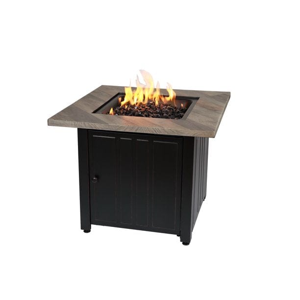 Fire Table The Harper, 30" Square Gas Outdoor Fire Pit with Printed Cement Resin Mantel Mr. Bar-B-Q Products