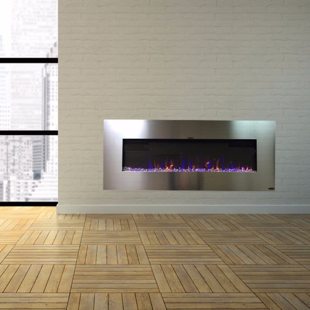 AudioFlare Stainless 50" Recessed Electric Fireplace Touchstone