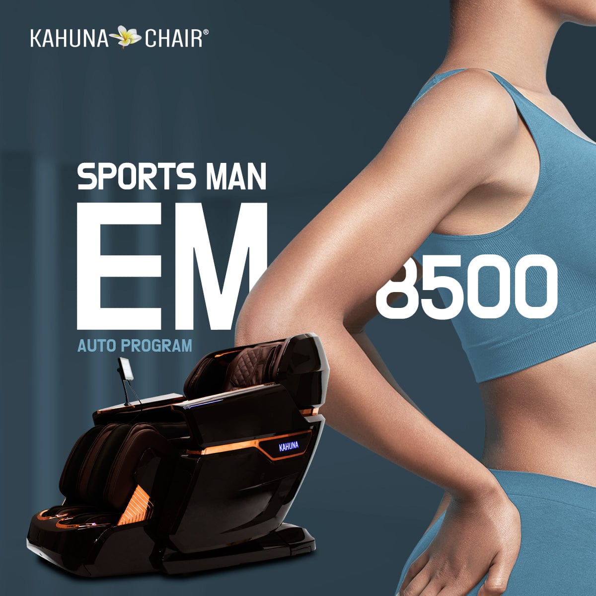 Kahuna Chair – EM 8500 [Blue/Grey] - Massage Chair