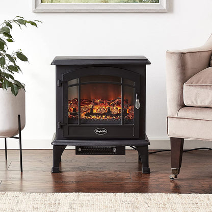 Electric Fireplaces Comfort Glow EQS5140 Sanibel 3-Sided Infrared Quartz Electric Stove Black Finish Comfort Glow