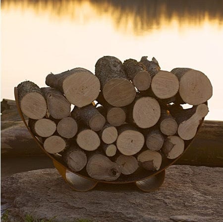 Fire Pit Art - Crescent Log Rack Fire Pit Art