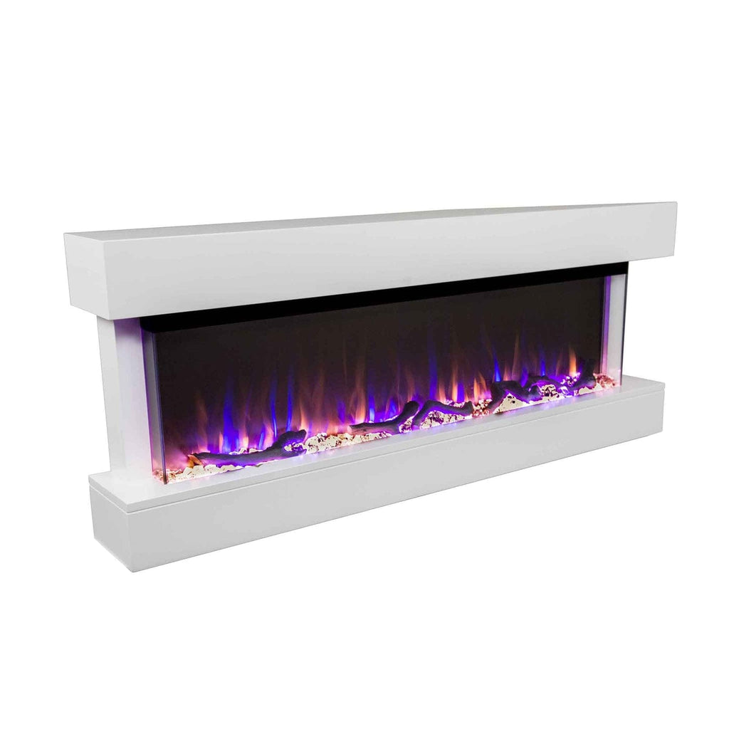 Chesmont White 50" Wall Mount 3-Sided Smart Electric Fireplace (Alexa/Google Compatible) Touchstone
