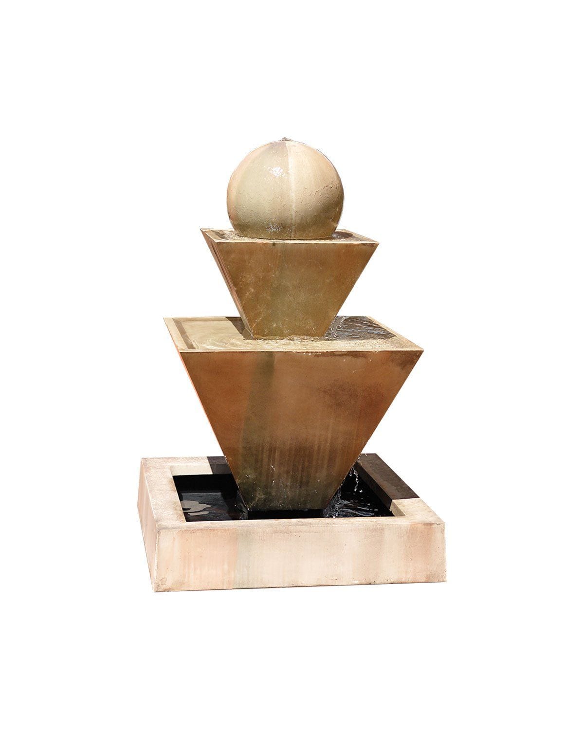 G-OBDF-B18 GFRC Gist Double Oblique Fountain w/ Ball - 43W x 43D x 64H Gist