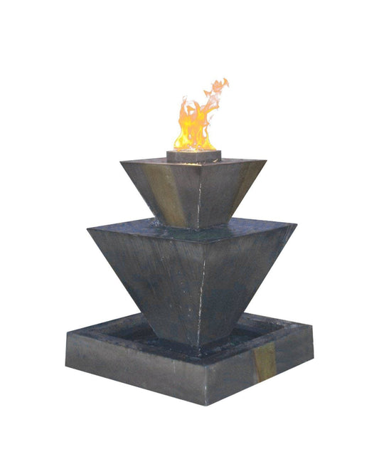G-OBDF W/ FIRE GFRC Gist Double Oblique Fountain w/ Fire - 43W x 43D x 50H Gist