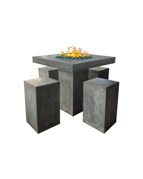 G-PIAZZA-BISTR-4STOOL W/ FIRE GFRC Gist Piazza Concrete Bistro Table w/ 4 Stools - 42W x 42D x 42H Gist
