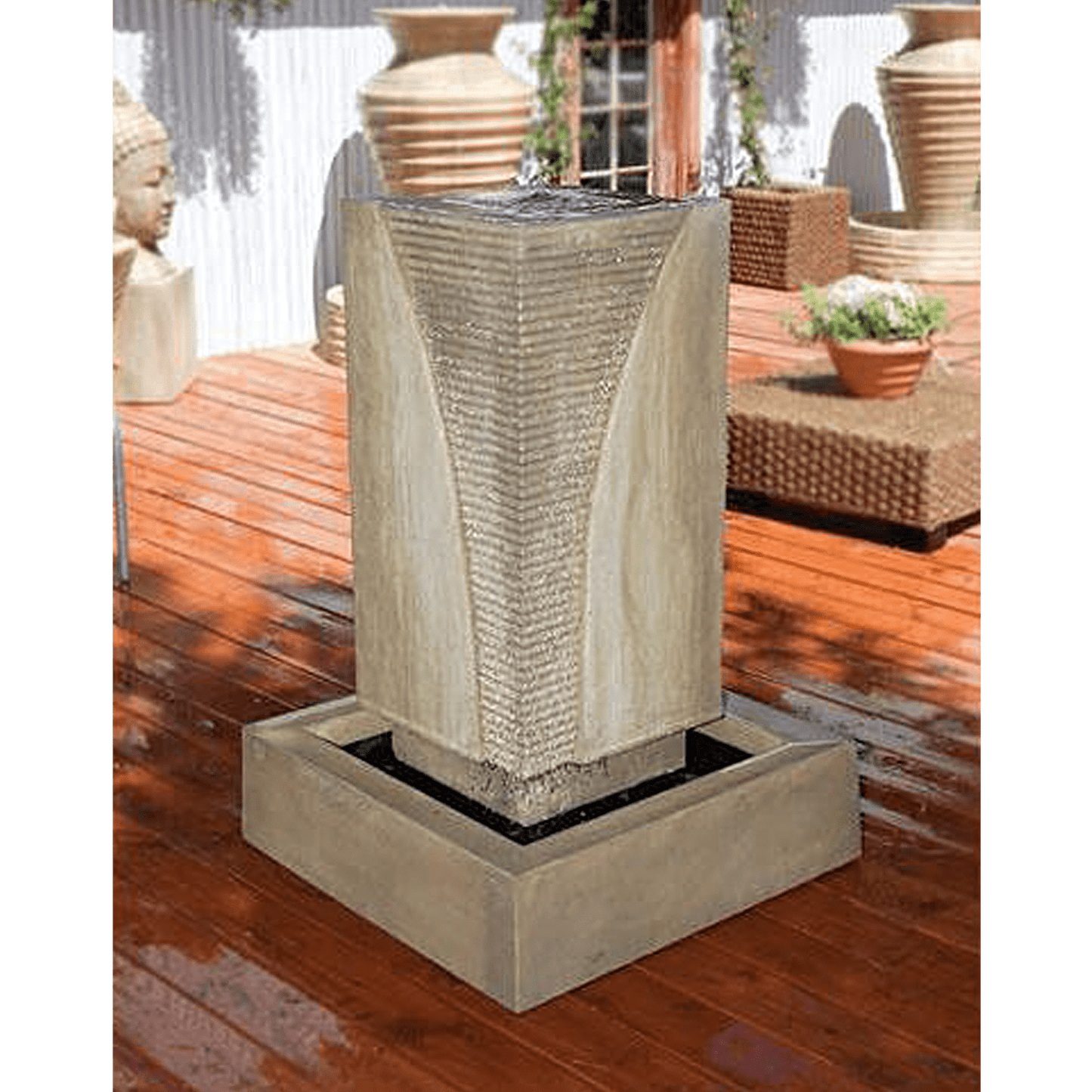Gist Ribbed Monolith Fountain 32W x 32D x 54H - G-RMON